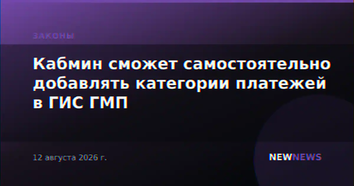 Кабмин сможет самостоятельно добавлять категории платежей в ГИС ГМП