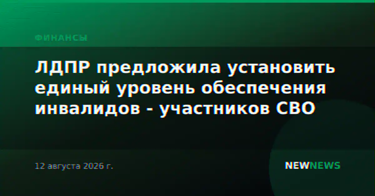 ЛДПР предложила установить единый уровень обеспечения инвалидов - участников СВО