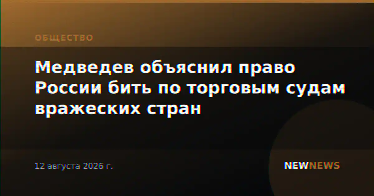 Медведев объяснил право России бить по торговым судам вражеских стран