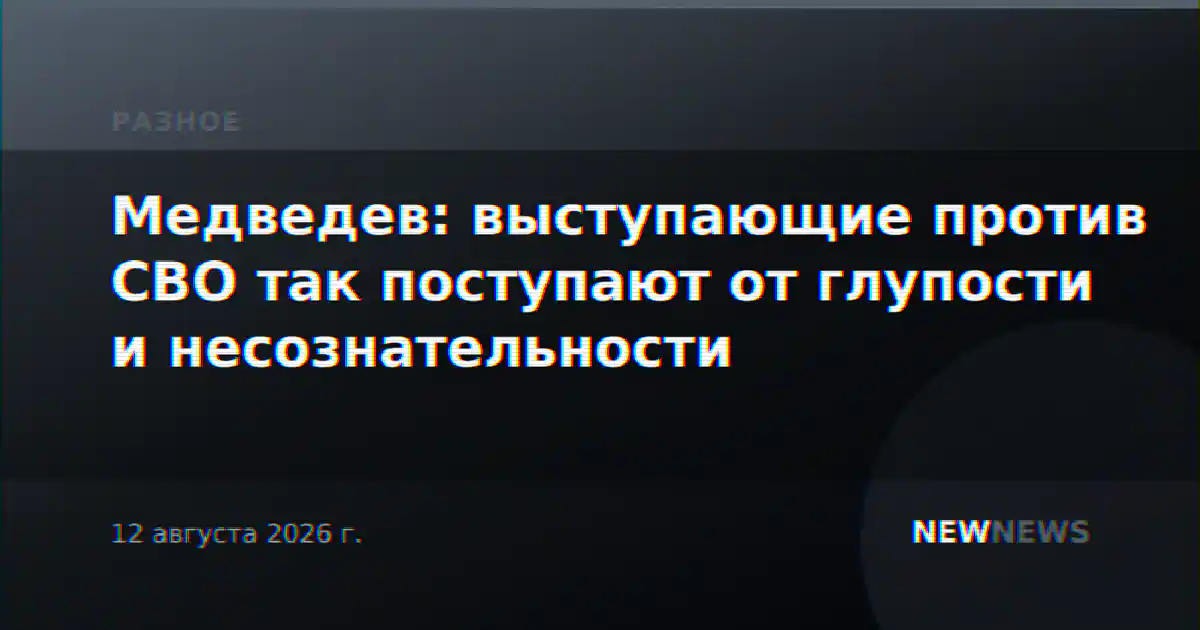 Медведев: выступающие против СВО так поступают от глупости и несознательности