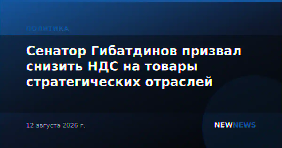 Сенатор Гибатдинов призвал снизить НДС на товары стратегических отраслей