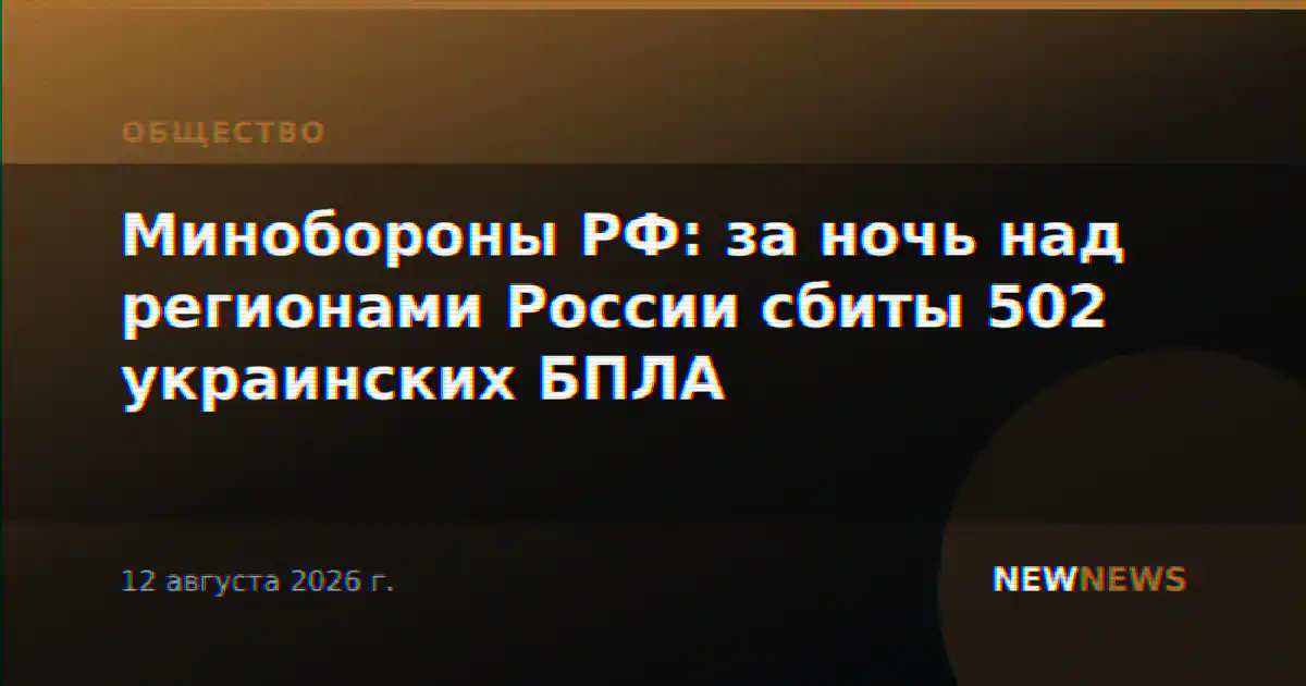 Минобороны РФ: за ночь над регионами России сбиты 502 украинских БПЛА