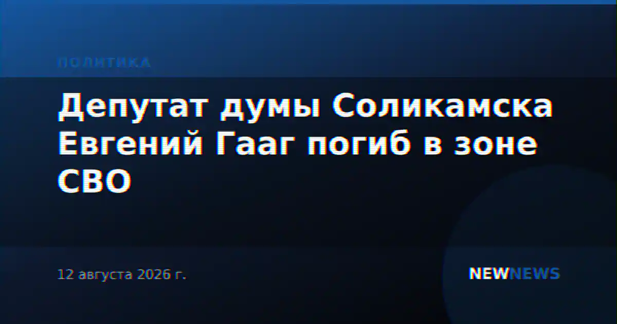 Депутат думы Соликамска Евгений Гааг погиб в зоне СВО