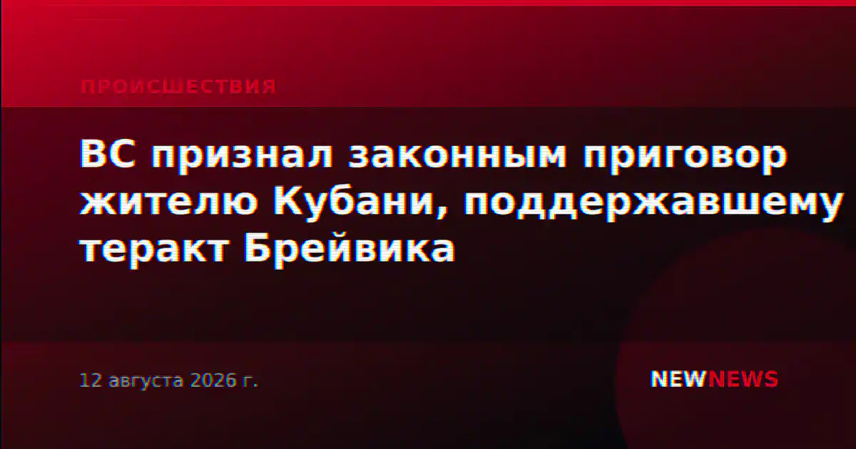 ВС признал законным приговор жителю Кубани, поддержавшему теракт Брейвика