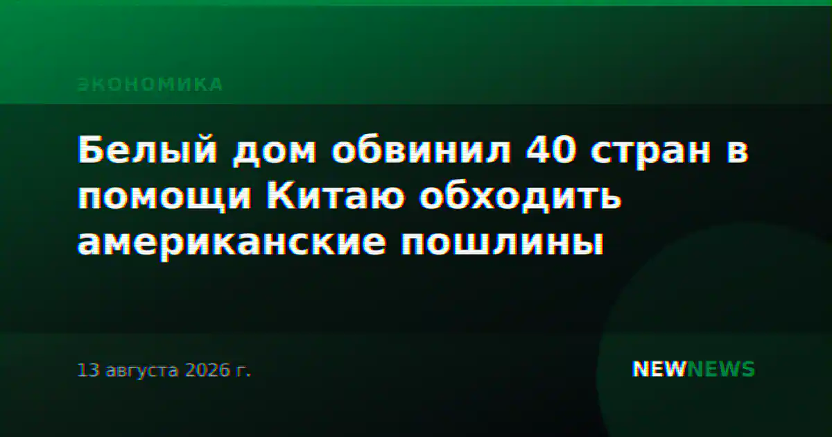 Белый дом обвинил 40 стран в помощи Китаю обходить американские пошлины