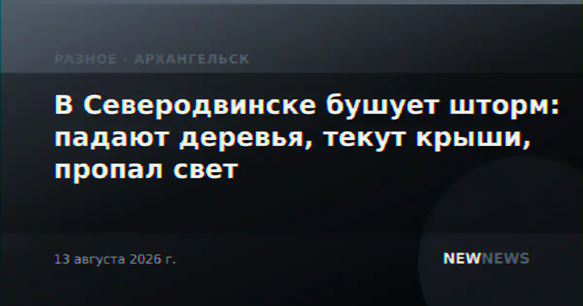 В Северодвинске бушует шторм: падают деревья, текут крыши, пропал свет