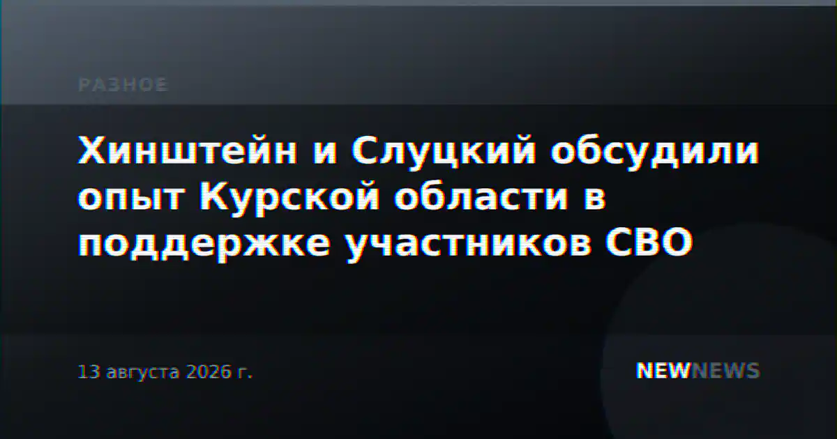 Хинштейн и Слуцкий обсудили опыт Курской области в поддержке участников СВО