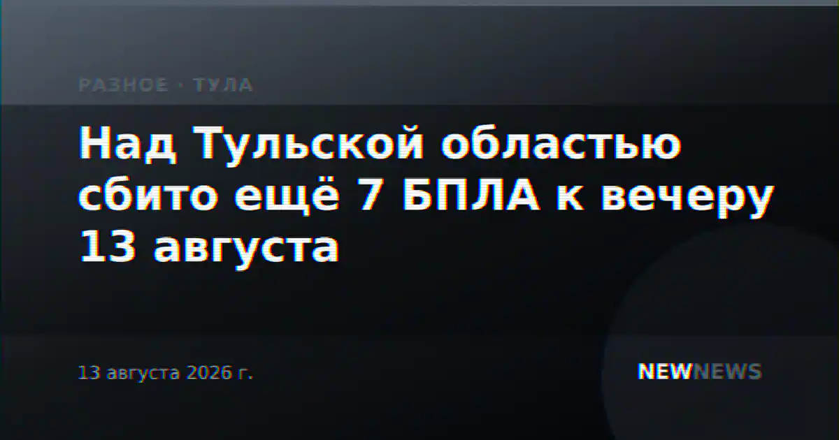 Над Тульской областью сбито ещё 7 БПЛА к вечеру 13 августа