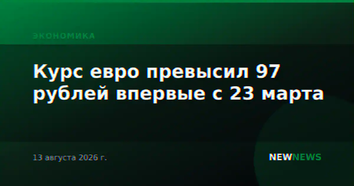 Курс евро превысил 97 рублей впервые с 23 марта