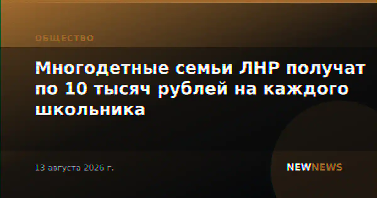 Многодетные семьи ЛНР получат по 10 тысяч рублей на каждого школьника