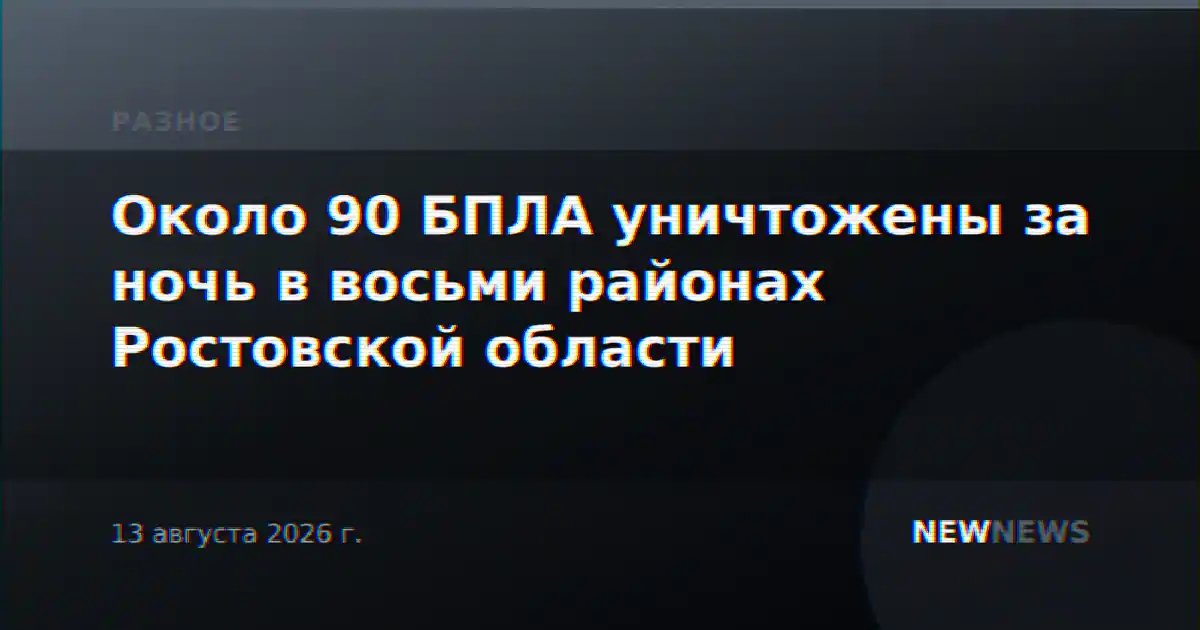Около 90 БПЛА уничтожены за ночь в восьми районах Ростовской области