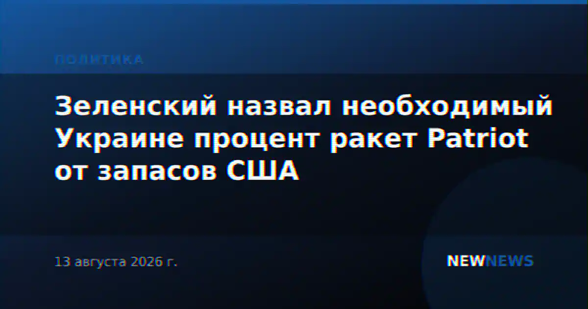 Зеленский назвал необходимый Украине процент ракет Patriot от запасов США