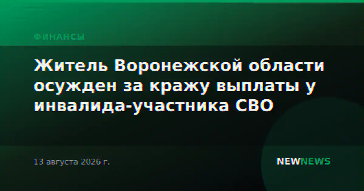 Житель Воронежской области осужден за кражу выплаты у инвалида-участника СВО