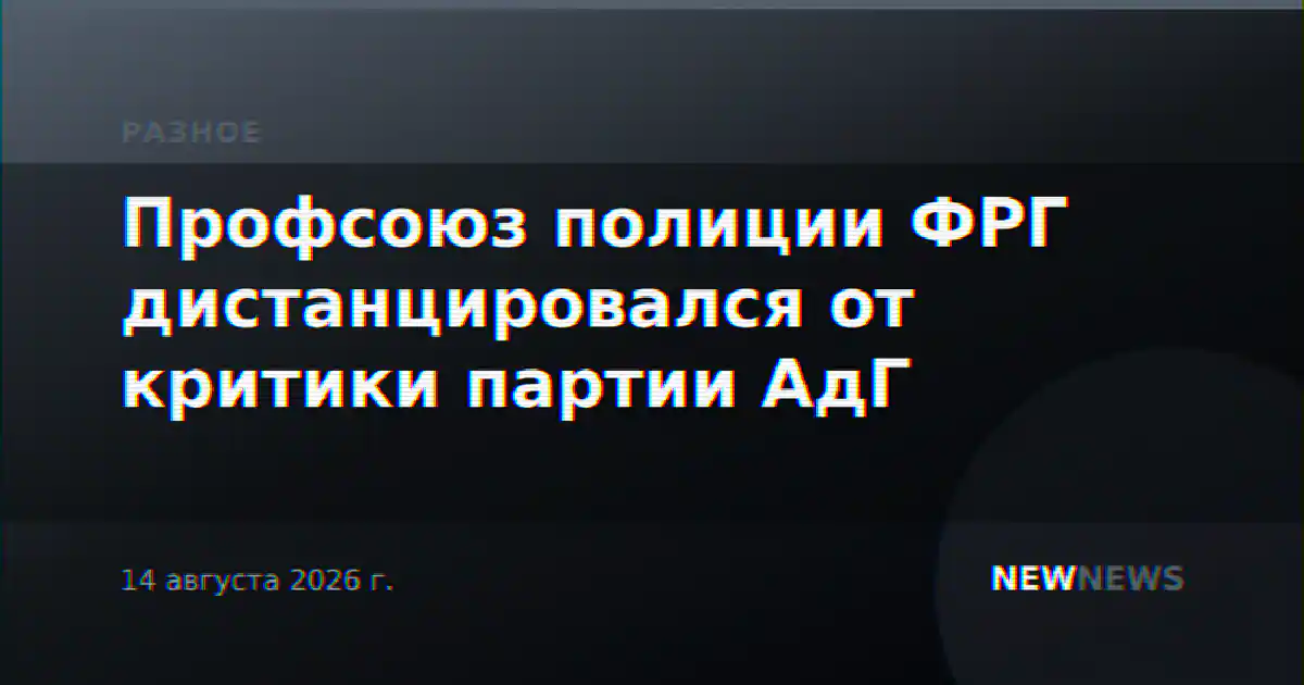 Профсоюз полиции ФРГ дистанцировался от критики партии АдГ