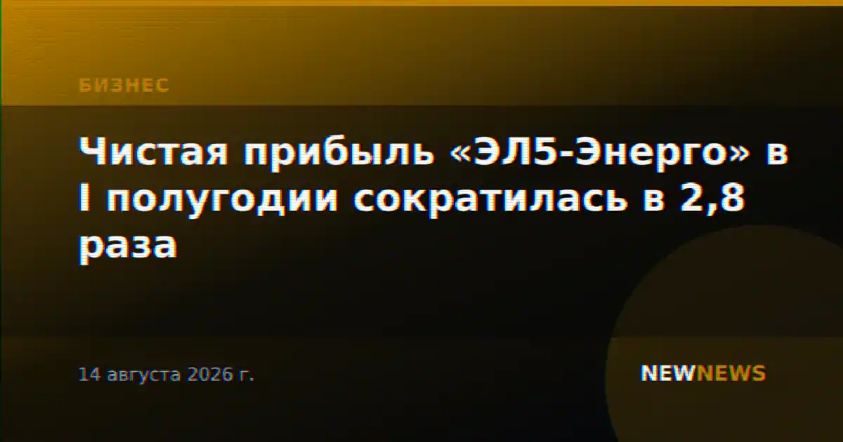 Чистая прибыль «ЭЛ5-Энерго» в I полугодии сократилась в 2,8 раза