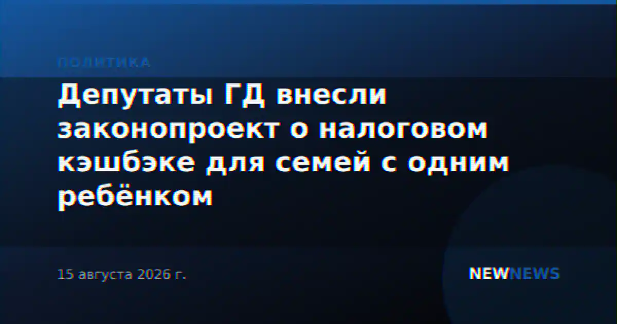 Депутаты ГД внесли законопроект о налоговом кэшбэке для семей с одним ребёнком
