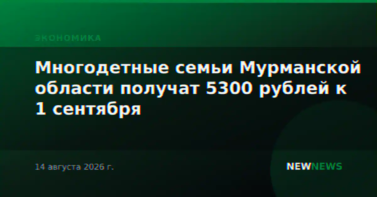 Многодетные семьи Мурманской области получат 5300 рублей к 1 сентября