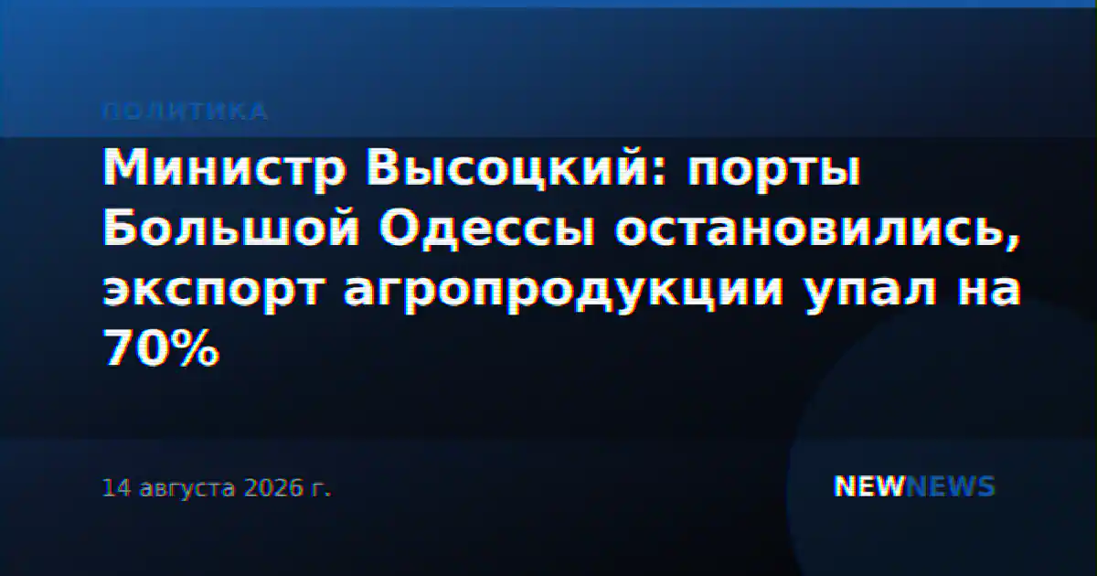 Министр Высоцкий: порты Большой Одессы остановились, экспорт агропродукции упал на 70%