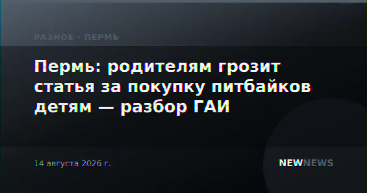 Пермь: родителям грозит статья за покупку питбайков детям — разбор ГАИ