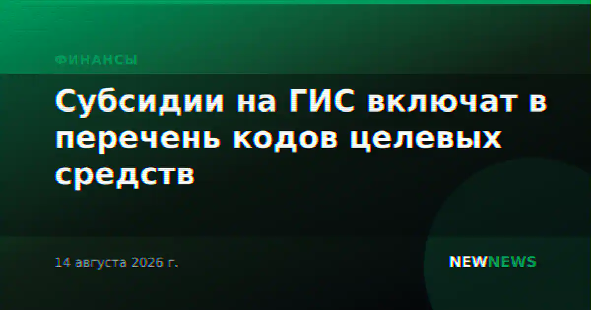 Субсидии на ГИС включат в перечень кодов целевых средств