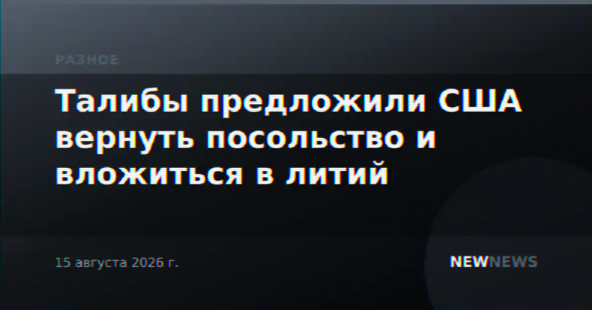 Талибы предложили США вернуть посольство и вложиться в литий