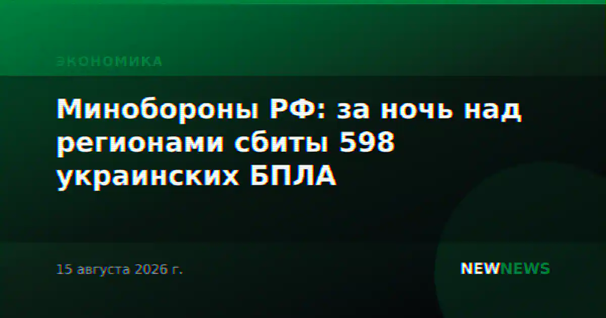 Минобороны РФ: за ночь над регионами сбиты 598 украинских БПЛА
