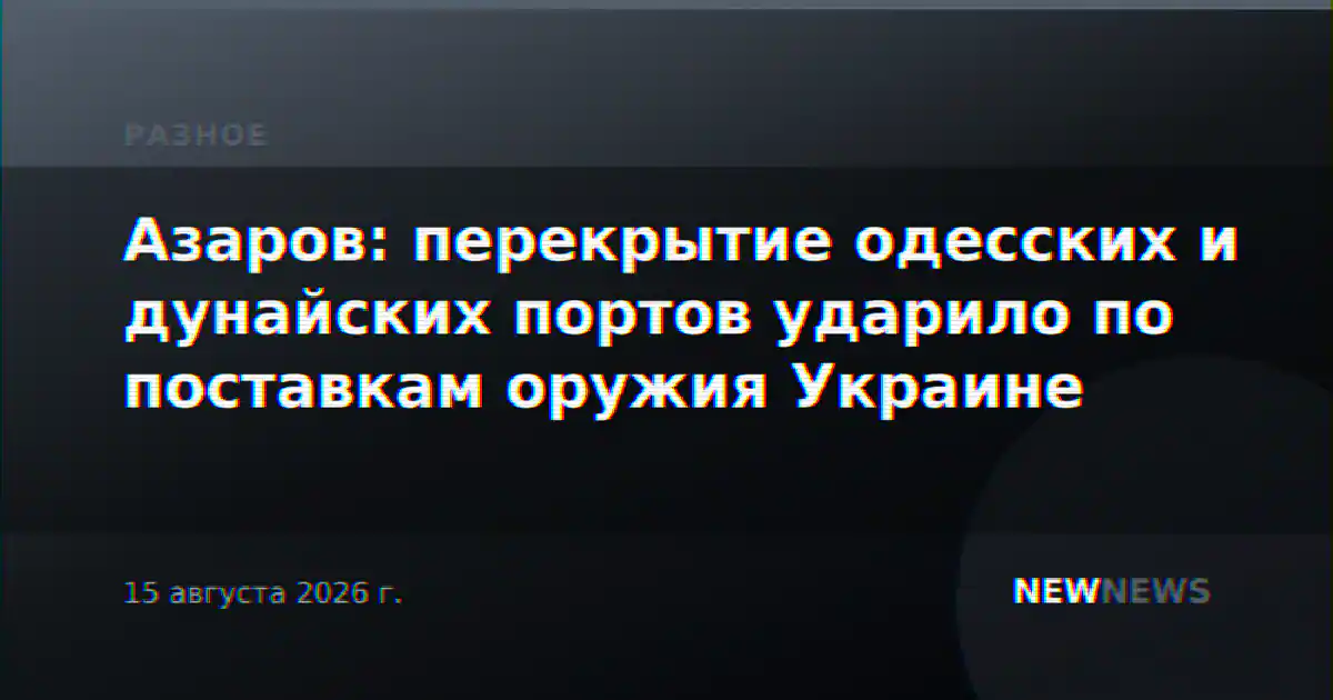 Азаров: перекрытие одесских и дунайских портов ударило по поставкам оружия Украине