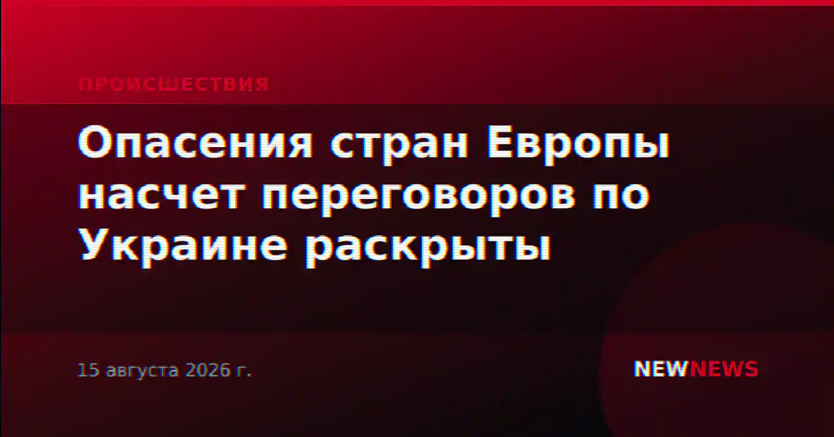 Опасения стран Европы насчет переговоров по Украине раскрыты