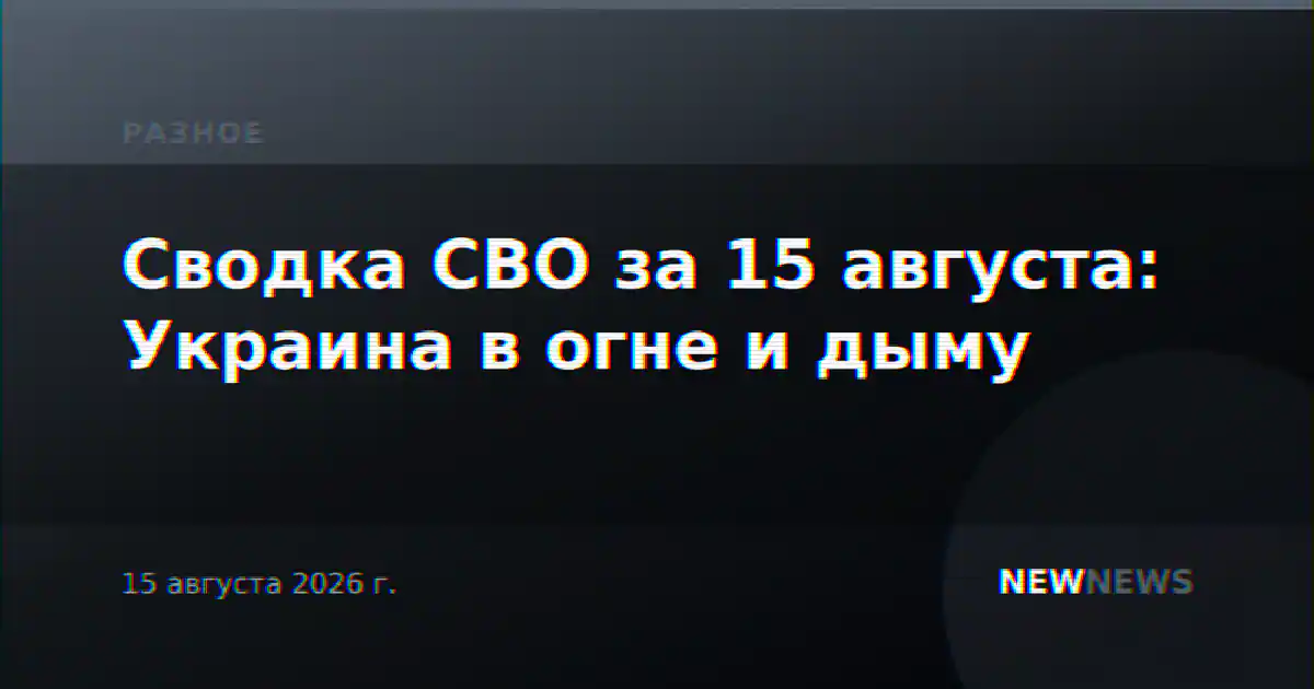 Сводка СВО за 15 августа: Украина в огне и дыму