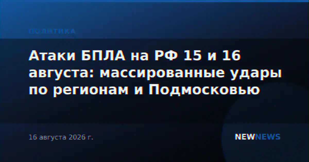 Атаки БПЛА на РФ 15 и 16 августа: массированные удары по регионам и Подмосковью