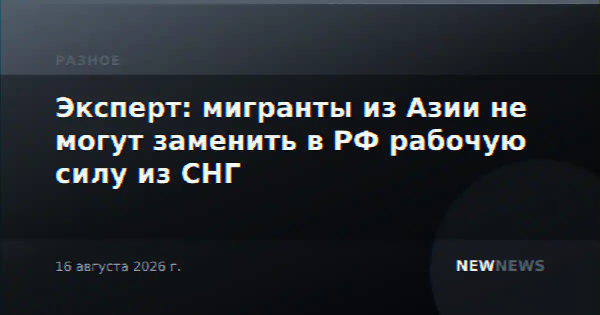 Эксперт: мигранты из Азии не могут заменить в РФ рабочую силу из СНГ