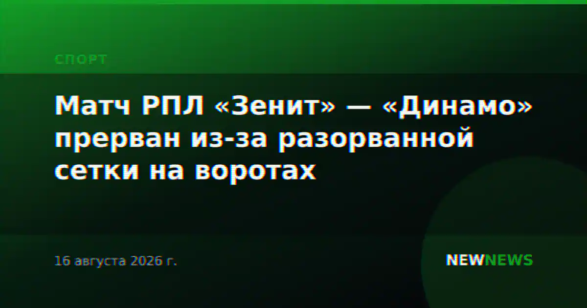 Матч РПЛ «Зенит» — «Динамо» прерван из-за разорванной сетки на воротах