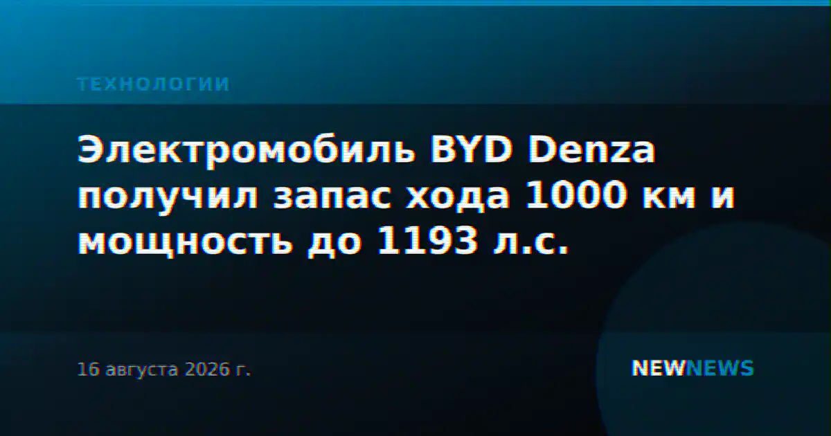 Электромобиль BYD Denza получил запас хода 1000 км и мощность до 1193 л.с.