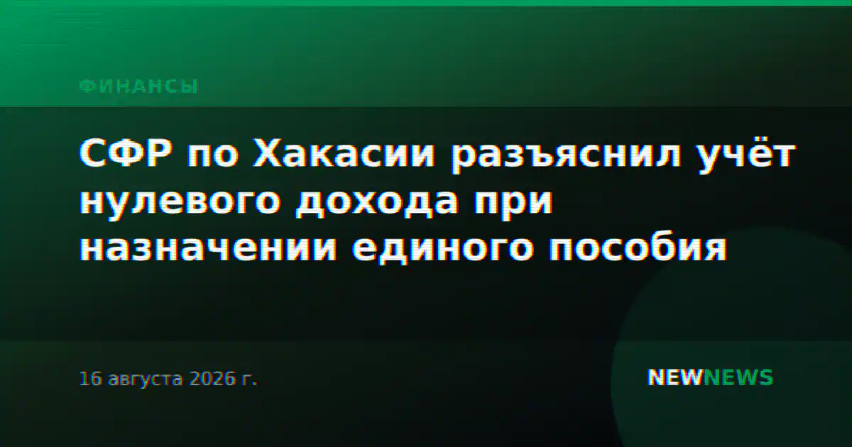 СФР по Хакасии разъяснил учёт нулевого дохода при назначении единого пособия