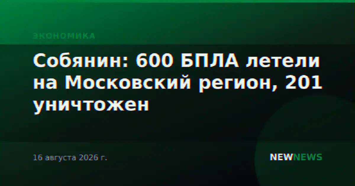 Собянин: 600 БПЛА летели на Московский регион, 201 уничтожен