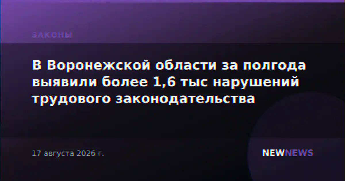В Воронежской области за полгода выявили более 1,6 тыс нарушений трудового законодательства