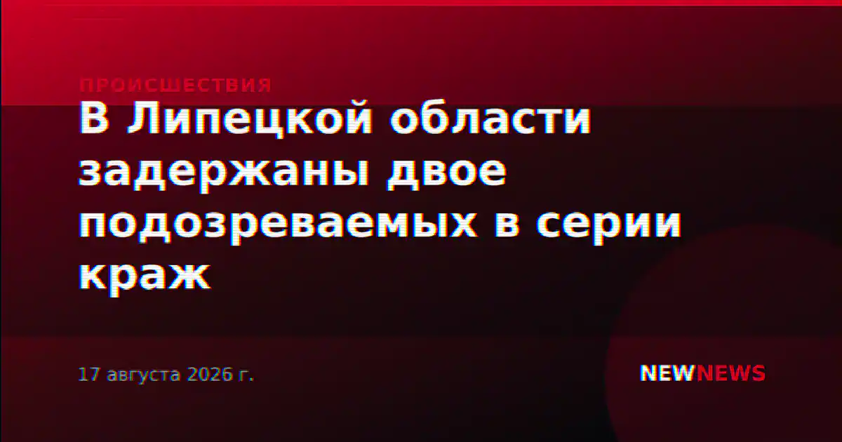 В Липецкой области задержаны двое подозреваемых в серии краж