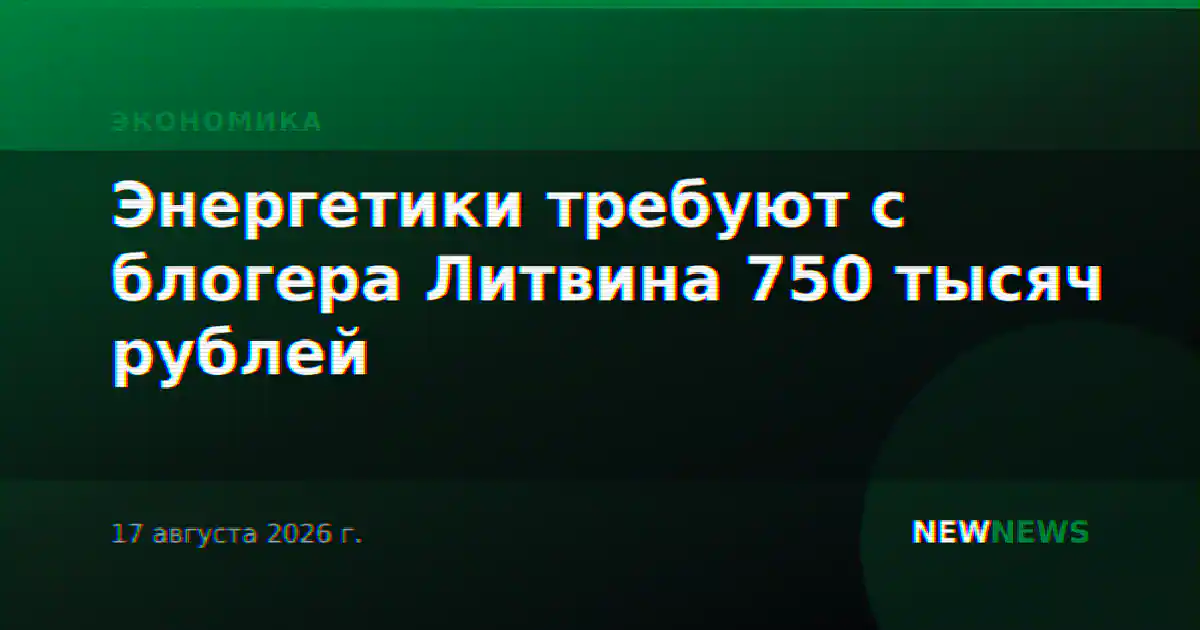 Энергетики требуют с блогера Литвина 750 тысяч рублей