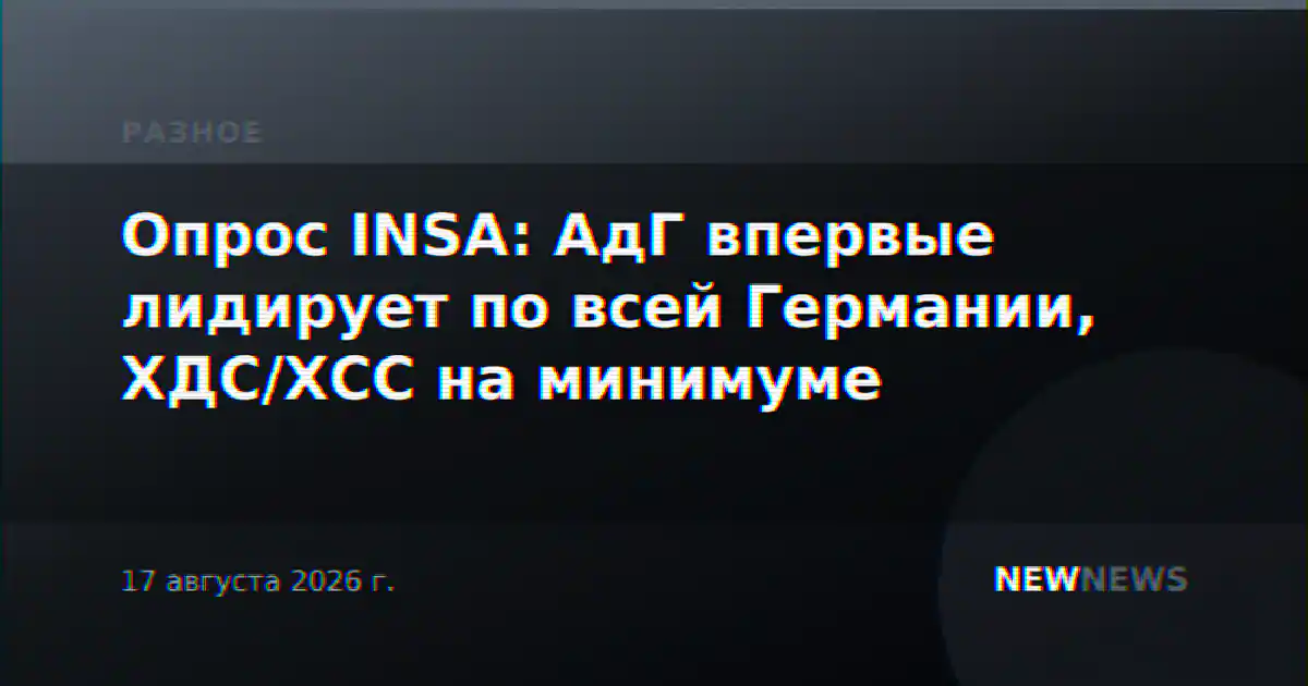 Опрос INSA: АдГ впервые лидирует по всей Германии, ХДС/ХСС на минимуме
