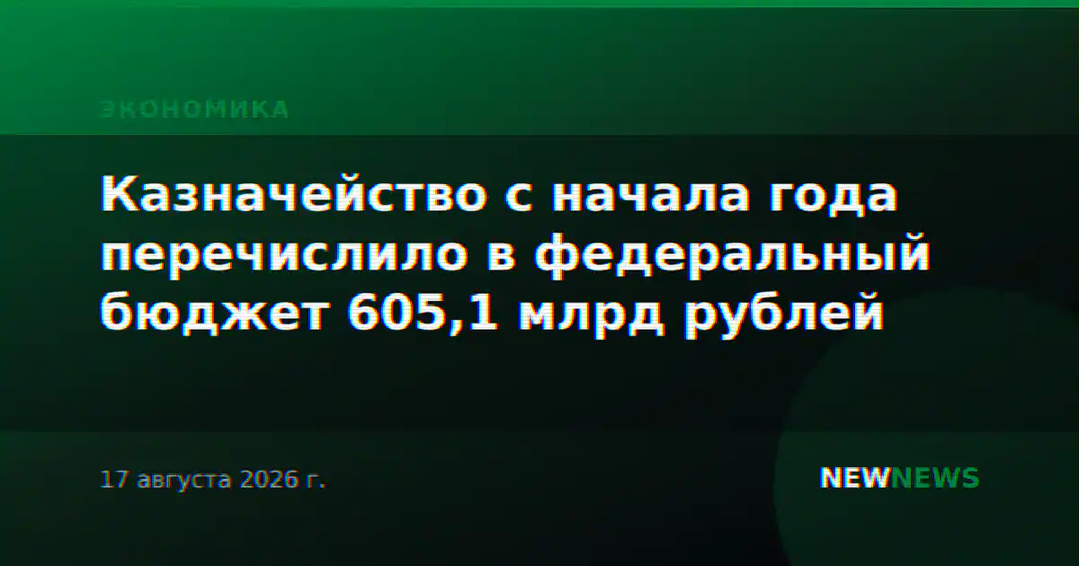 Казначейство с начала года перечислило в федеральный бюджет 605,1 млрд рублей