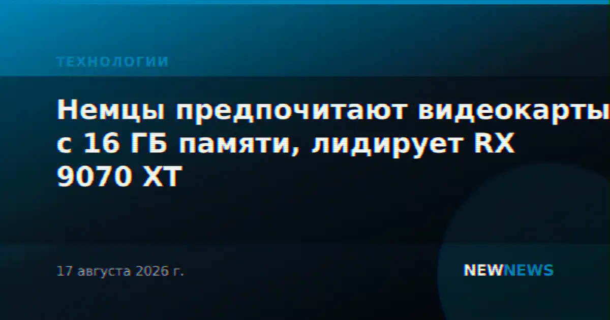 Немцы предпочитают видеокарты с 16 ГБ памяти, лидирует RX 9070 XT