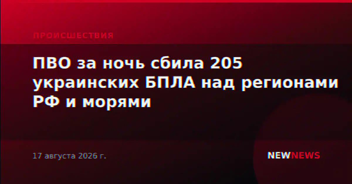 ПВО за ночь сбила 205 украинских БПЛА над регионами РФ и морями