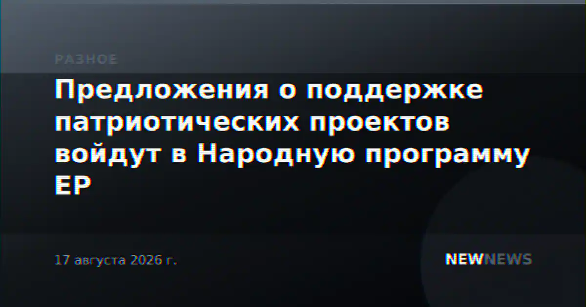 Предложения о поддержке патриотических проектов войдут в Народную программу ЕР