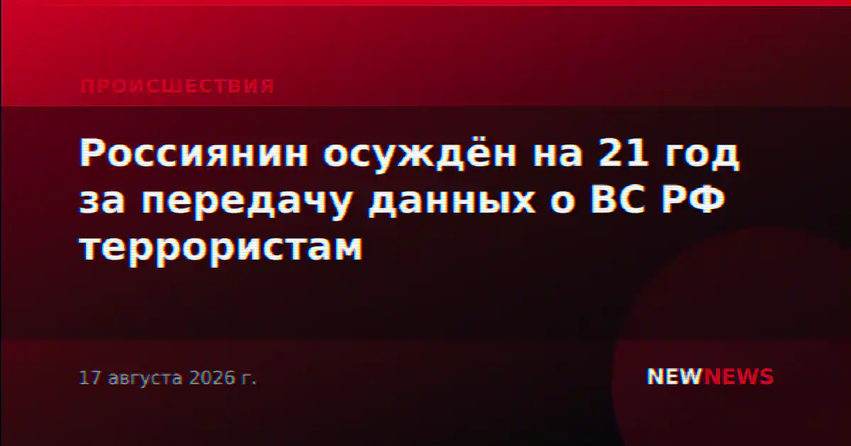 Россиянин осуждён на 21 год за передачу данных о ВС РФ террористам