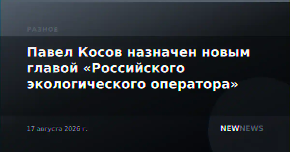 Павел Косов назначен новым главой «Российского экологического оператора»