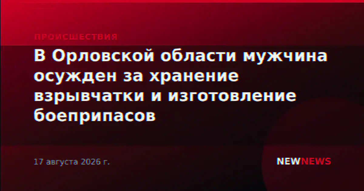 В Орловской области мужчина осужден за хранение взрывчатки и изготовление боеприпасов