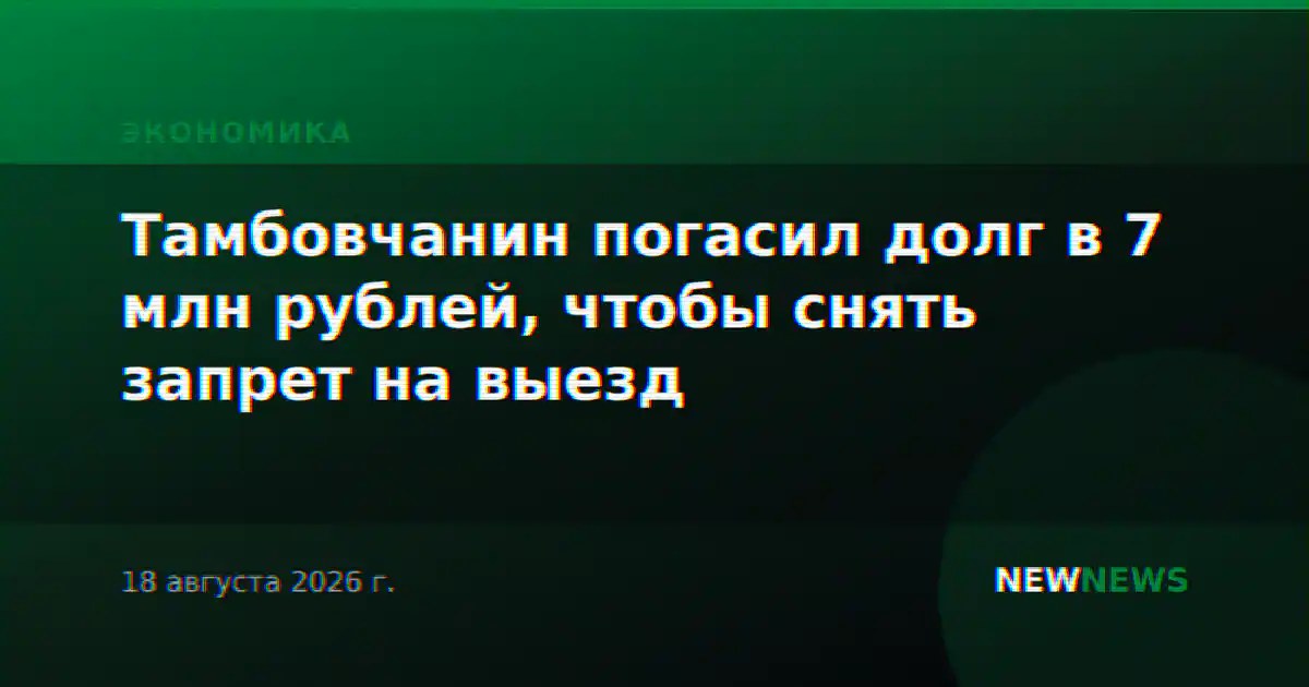 Тамбовчанин погасил долг в 7 млн рублей, чтобы снять запрет на выезд