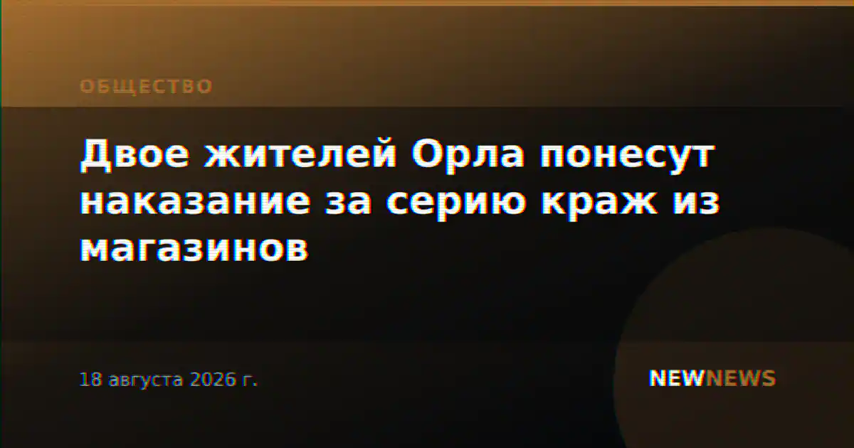 Двое жителей Орла понесут наказание за серию краж из магазинов