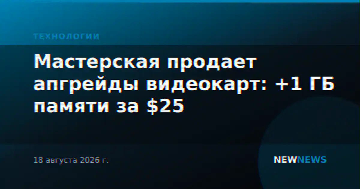 Мастерская продает апгрейды видеокарт: +1 ГБ памяти за $25