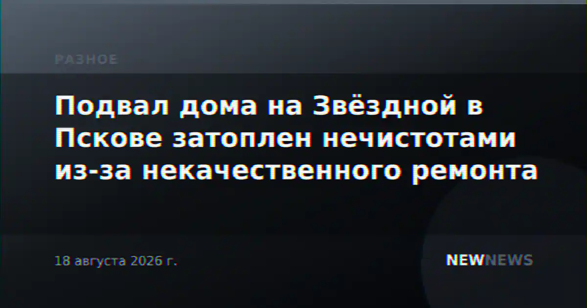 Подвал дома на Звёздной в Пскове затоплен нечистотами из-за некачественного ремонта